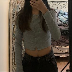 Artizia Sunday best apple long sleeve Grey crop top longsleeve